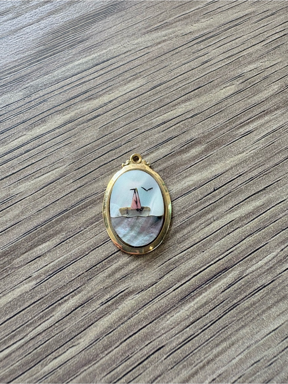 Vintage Sailboat Mother-of-Pearl Pendant